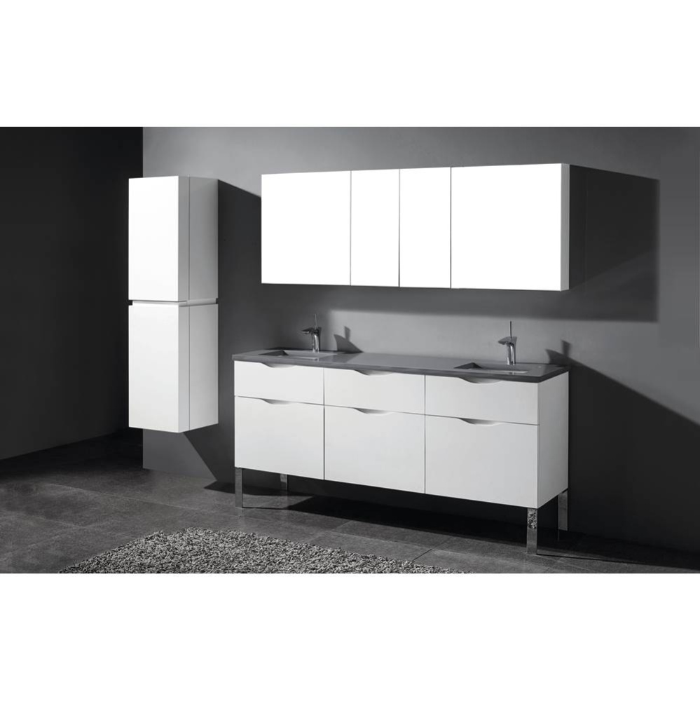 Milano 72'' Free Standing Vanity Cabinet White/HW: Polished Chrome(PC)