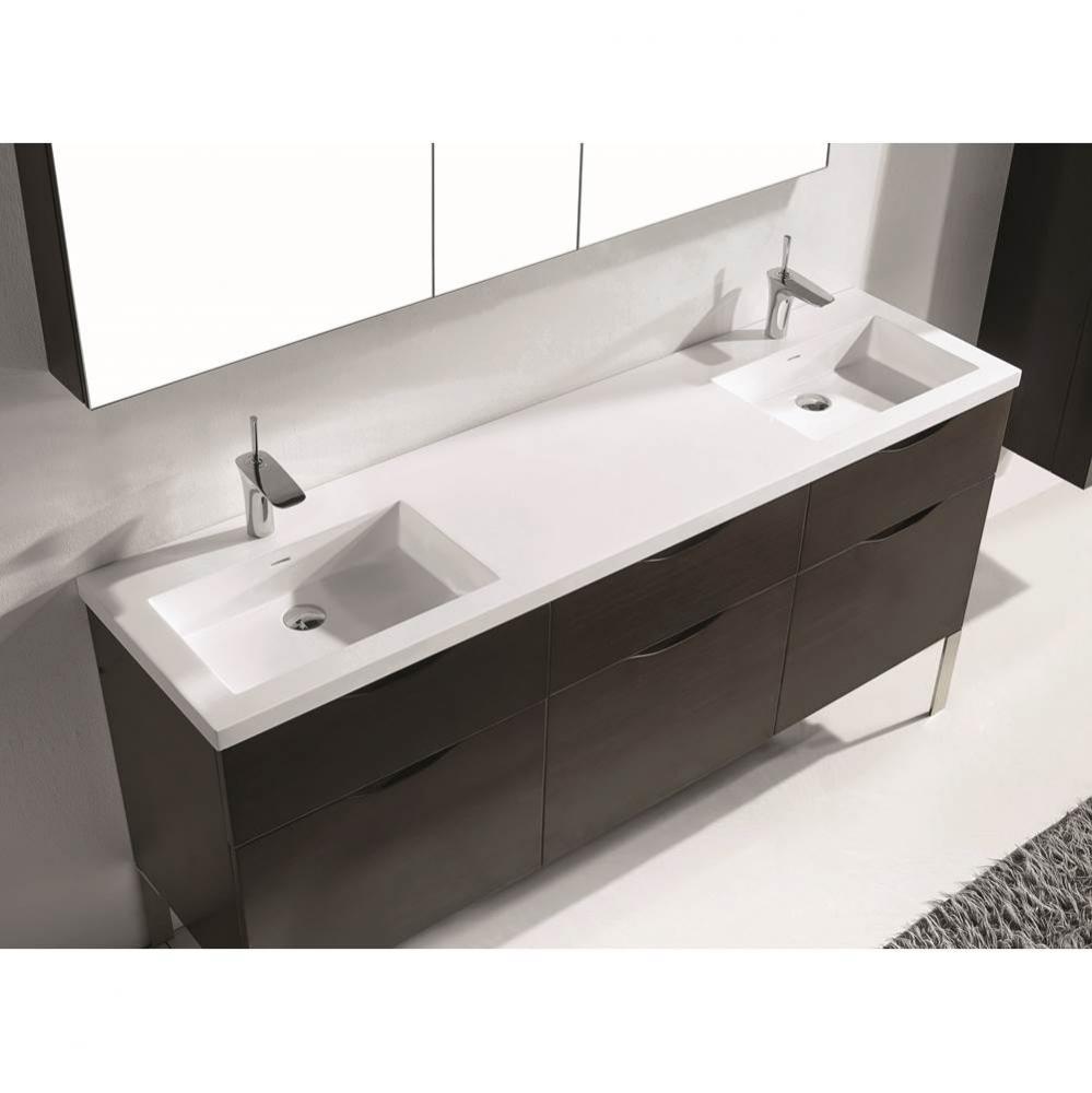 Madeli Milano 72'' Free Standing Vanity Cabinet Walnut/HW: Brushed Nickel(BN)