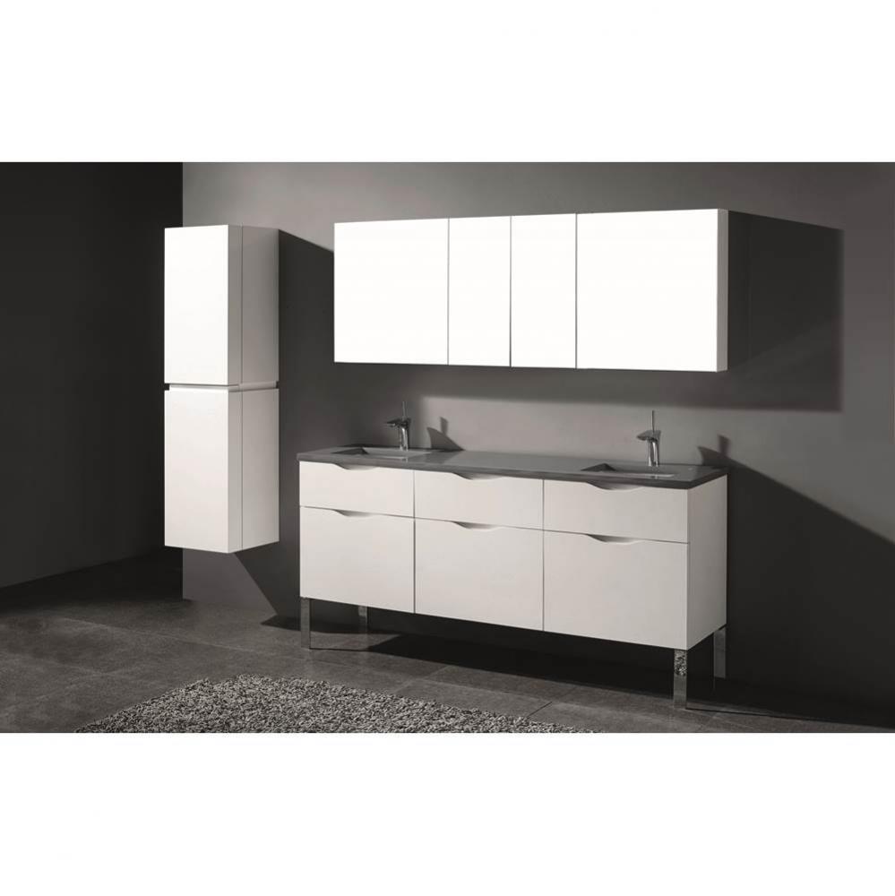 Madeli Milano 72'' Free Standing Vanity Cabinet White/HW: Brushed Nickel(BN)