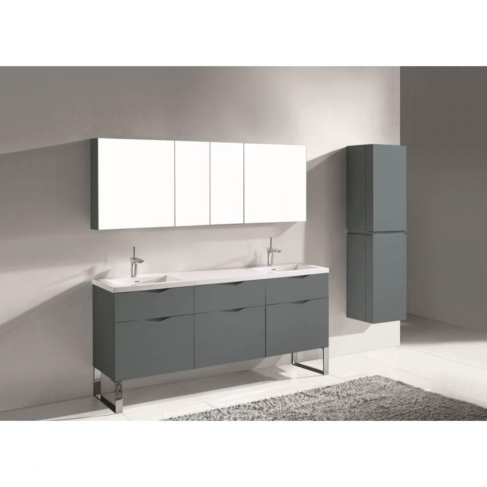 Madeli Milano 72'' Free Standing Vanity Cabinet Studio Grey/HW: Polished Nickel(PN)