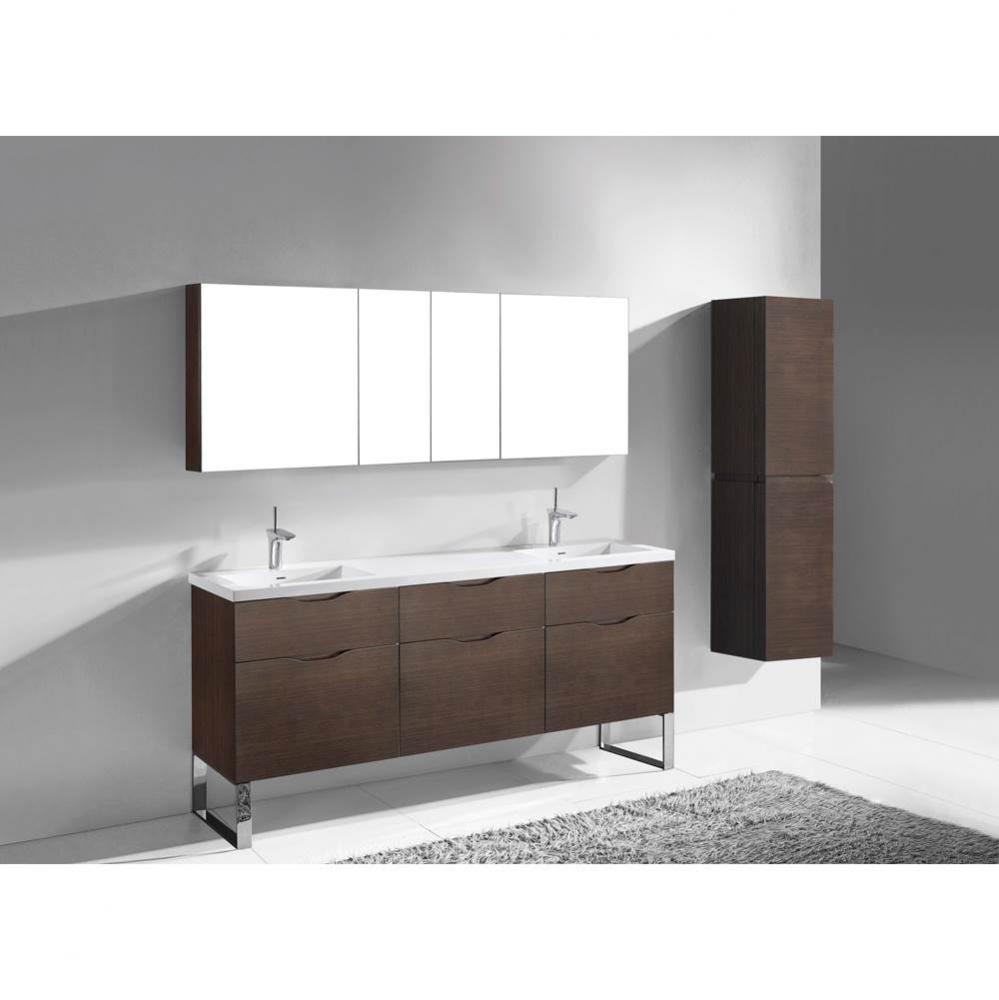 Madeli Milano 72'' Free Standing Vanity Cabinet Walnut/HW: Polished Chrome(PC)