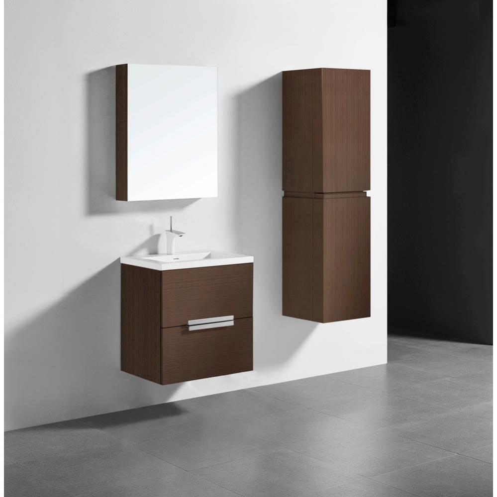 Madeli Urban 24'' Wall hung Vanity Cabinet in Walnut Finish/HW: Polished Chrome(PC)