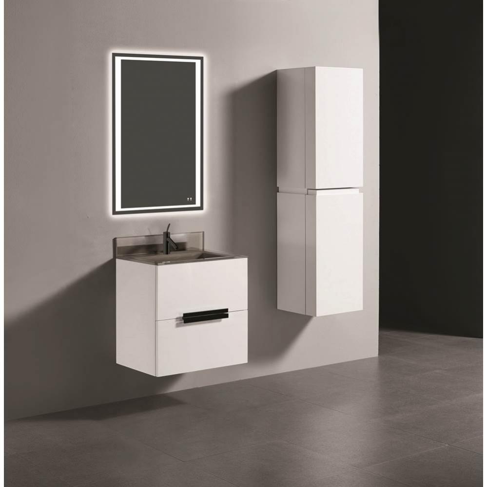 Madeli Urban 24'' Wall hung  Vanity Cabinet in White Finish/HW: Brushed Nickel(BN)