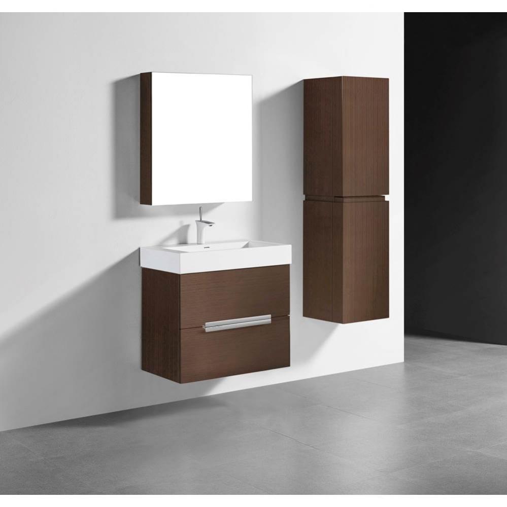 Madeli Urban 30'' Wall hung Vanity Cabinet in Walnut Finish/HW: Polished Chrome(PC)