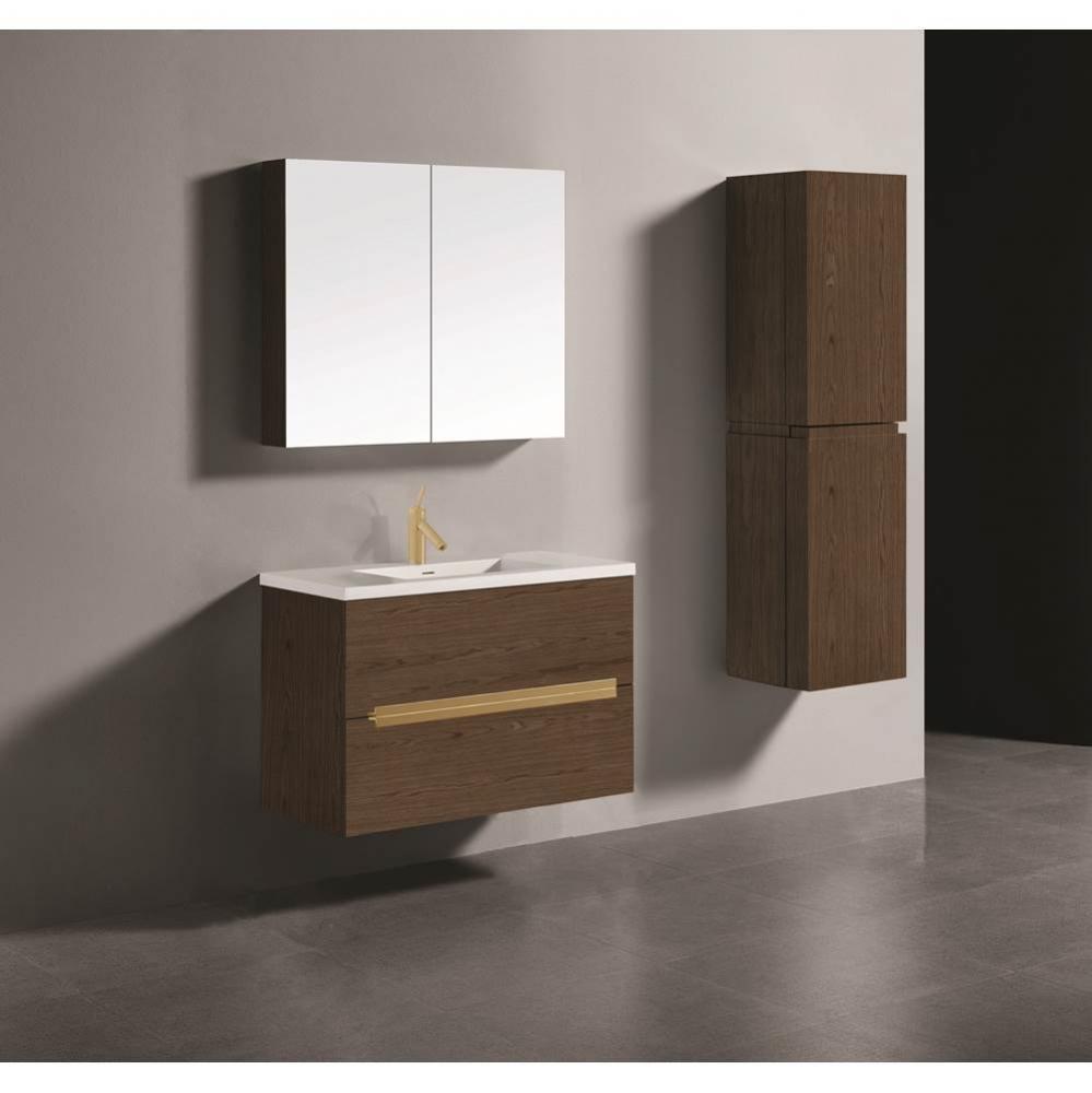 Madeli Urban 42'' Wall hung  Vanity Cabinet in Brandy Finish/HW: Satin Brass(SB)