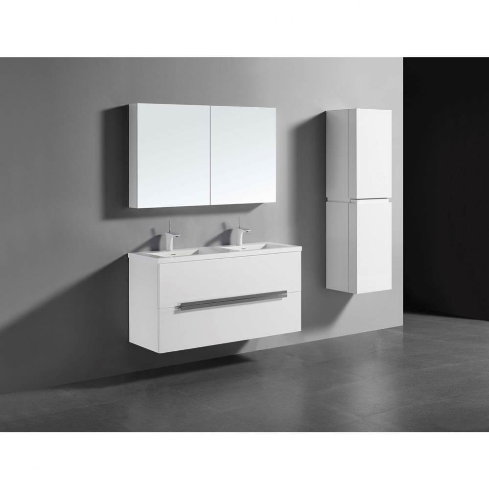 Madeli Urban 48D'' Wall hung  Vanity Cabinet in White Finish/HW: Polished Chrome(PC)