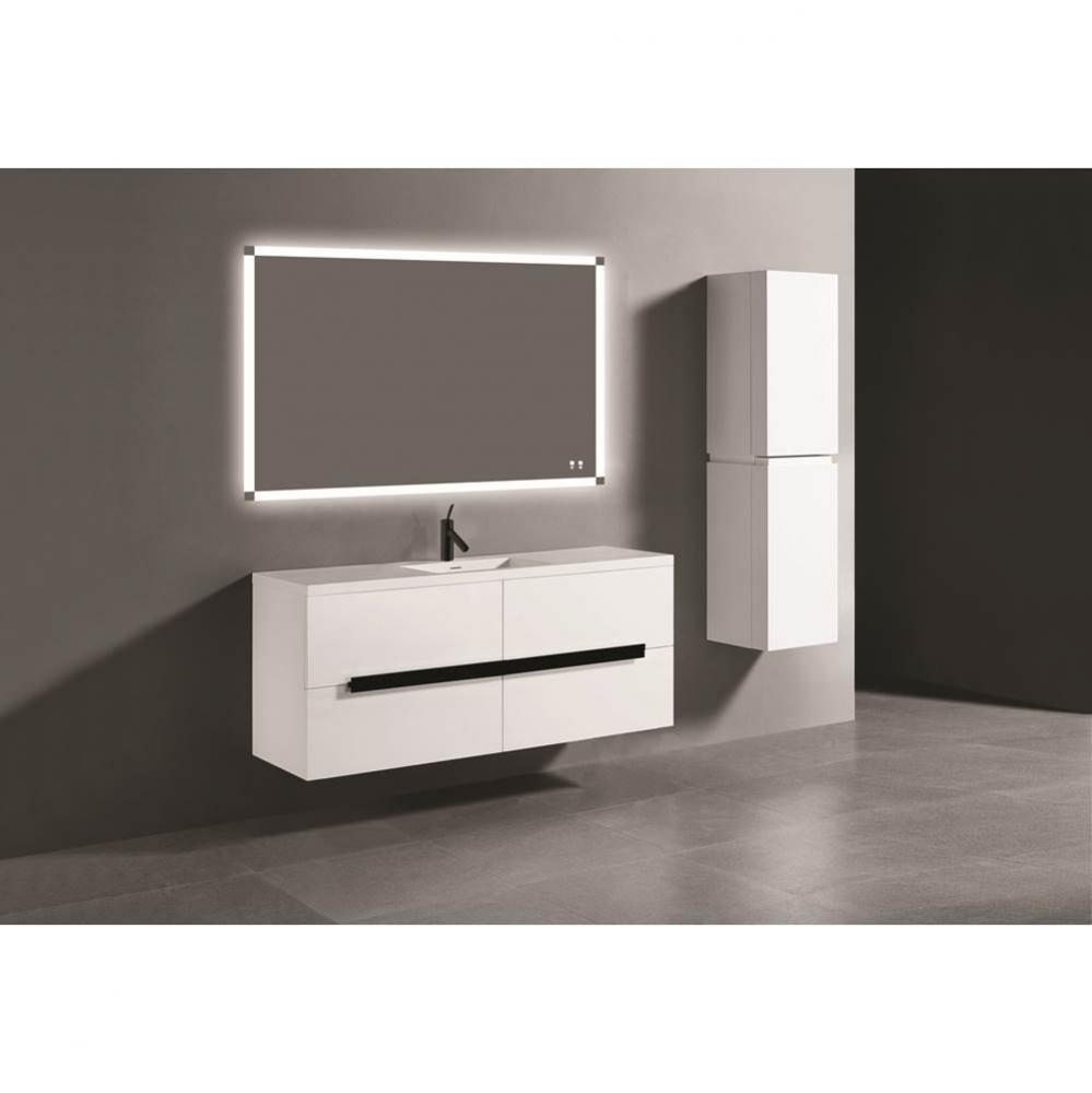 Madeli Urban 60C'' Wall hung  Vanity Cabinet in White Finish/HW: Brushed Nickel(BN)