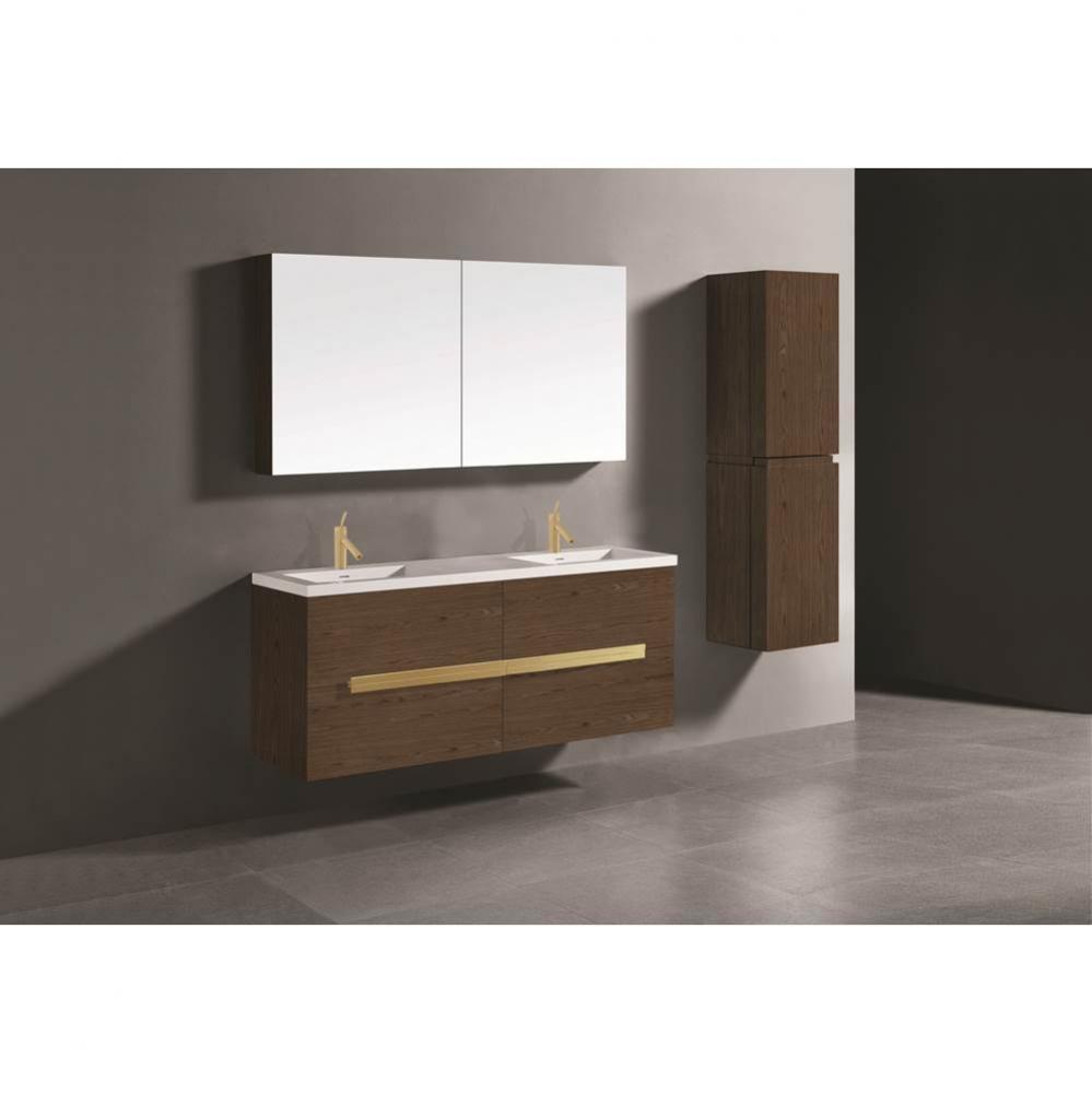 Madeli Urban 60D'' Wall hung  Vanity Cabinet in Brandy Finish/HW: Polished Chrome(PC)