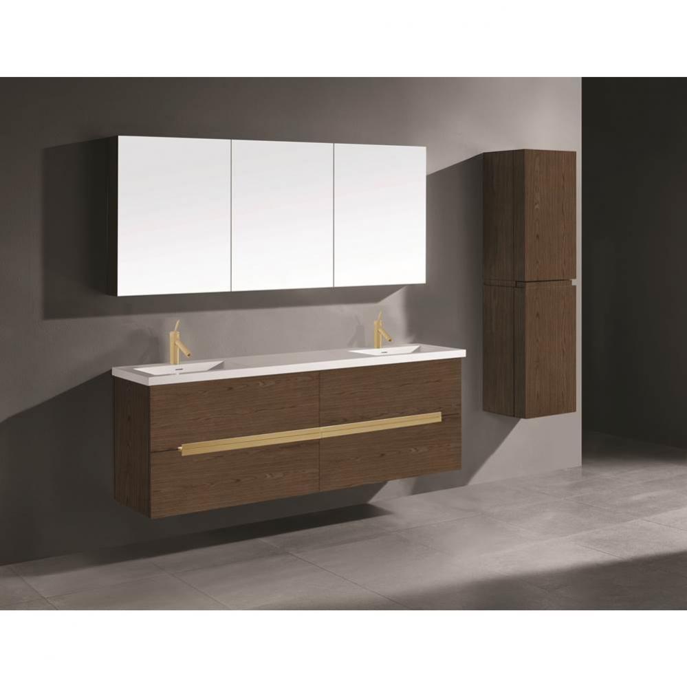 Madeli Urban 72'' Wall hung  Vanity Cabinet in Brandy Finish/HW: Satin Brass(SB)