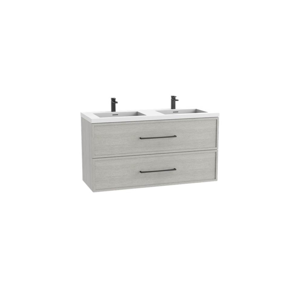 Apex 48D'' Wall hung  Vanity Cabinet in Coastal Grey Finish/HW: Polished Chrome(PC)