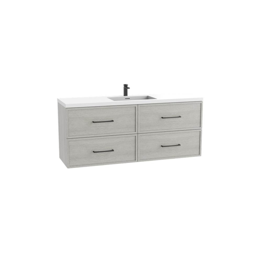 Apex 60C'' Wall hung  Vanity Cabinet in Coastal Grey Finish/HW: Polished Chrome(PC)