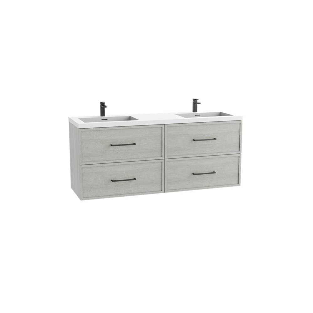 Apex 72D'' Wall hung  Vanity Cabinet in Coastal Grey Finish/HW: Polished Chrome(PC)