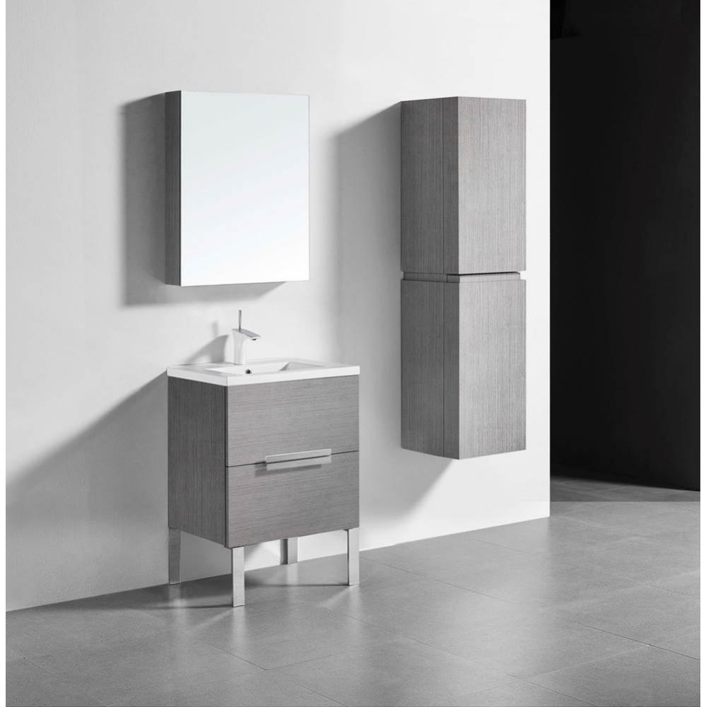 Madeli Soho 24'' Free standing Vanity Cabinet in Ash Grey/HW: Polished Chrome(PC)