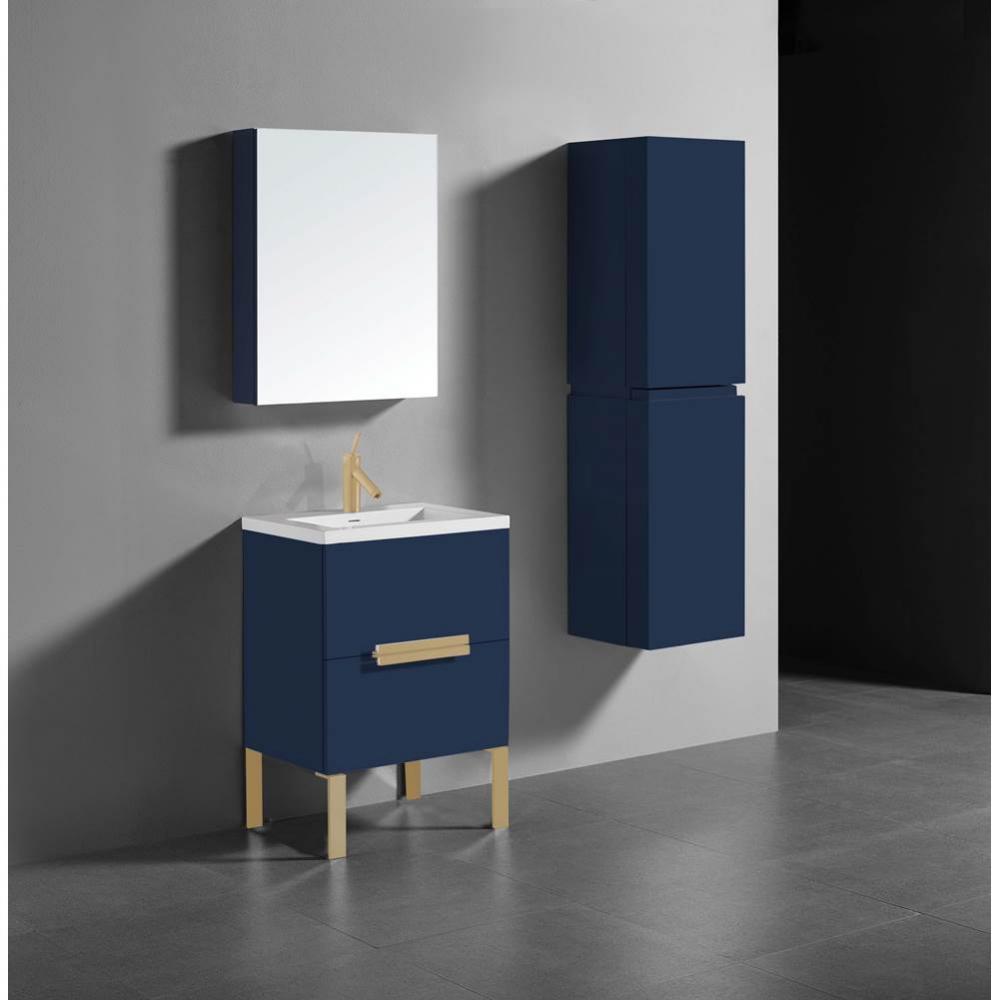 Madeli Soho 24'' Free standing Vanity Cabinet in Sapphire/HW: Satin Brass(SB)