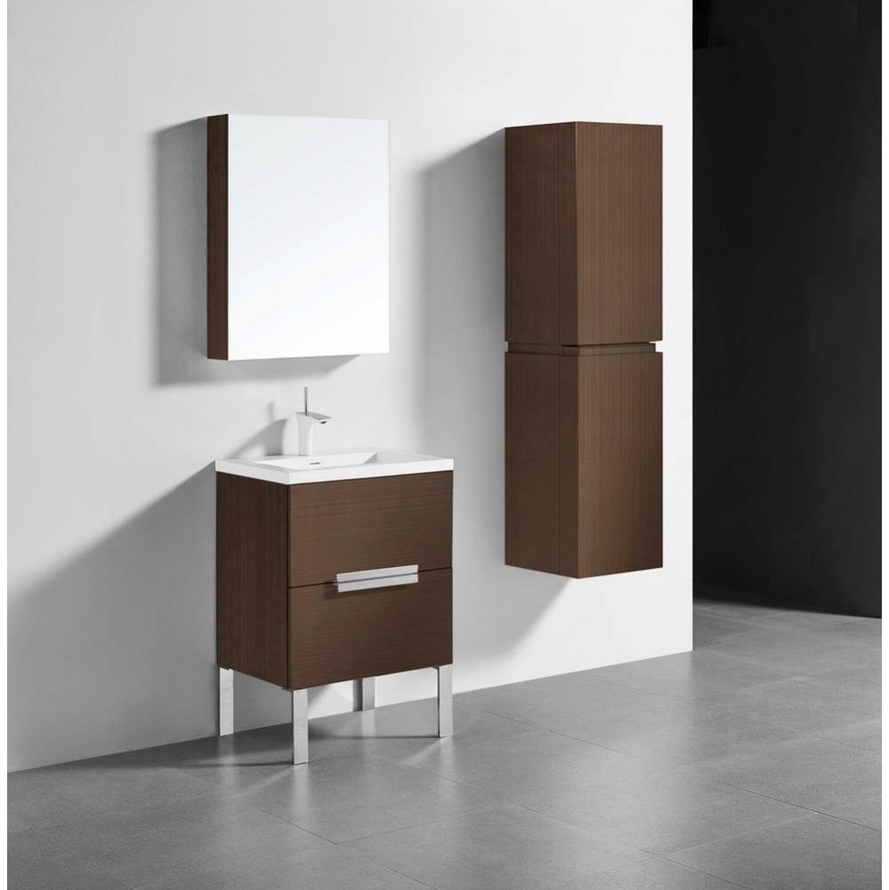 Madeli Soho 24'' Free standing Vanity Cabinet in Walnut/HW: Satin Brass(SB)