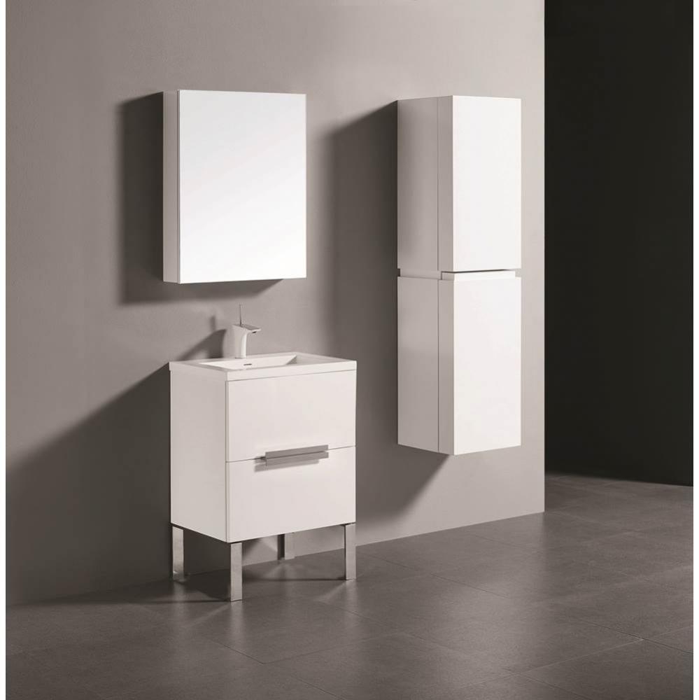 Madeli Soho 24'' Free standing Vanity Cabinet in White/HW: Polished Nickel(PN)