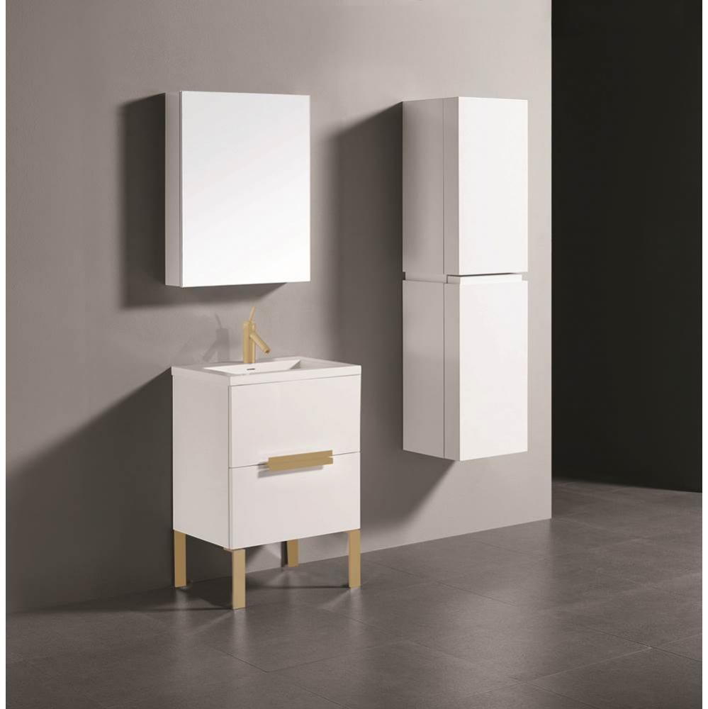 Madeli Soho 24'' Free standing Vanity Cabinet in White/HW: Satin Brass(SB)