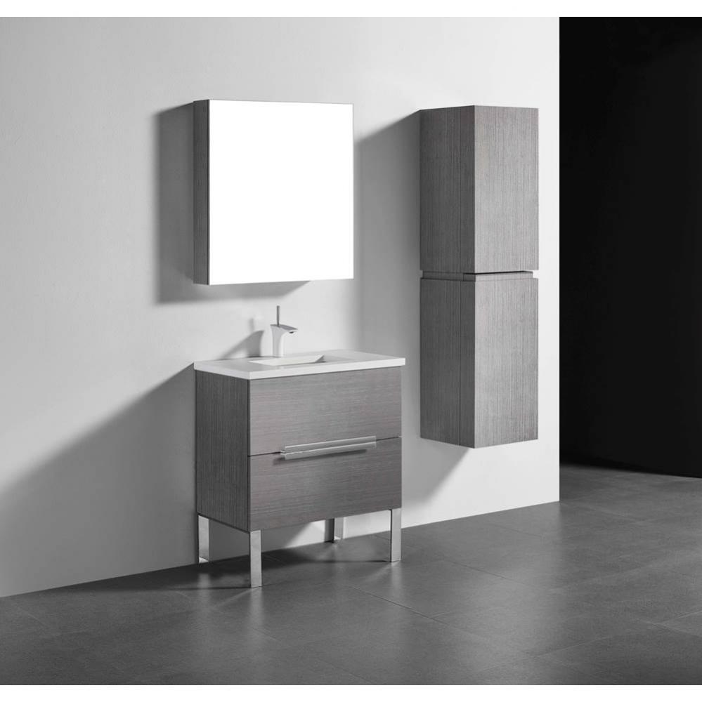 Madeli Soho 30'' Free standing Vanity Cabinet in Ash Grey/HW: Polished Chrome(PC)