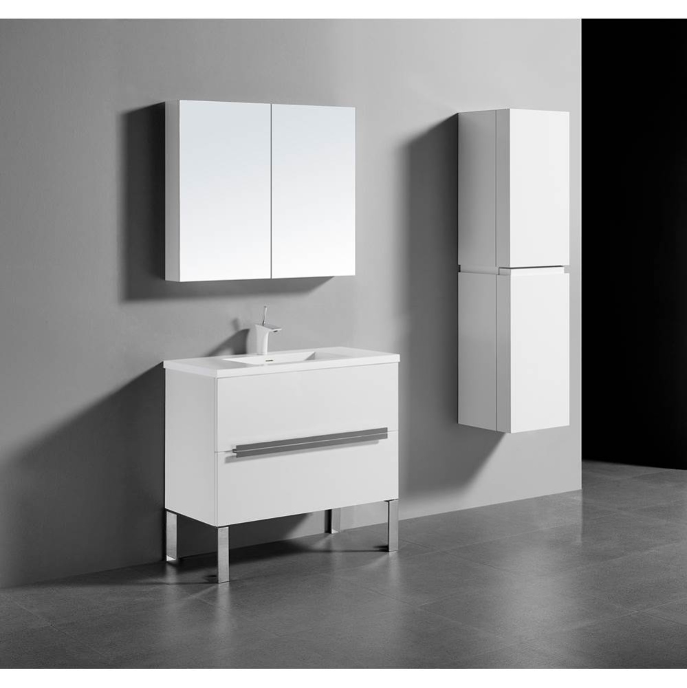 Soho 36'' Free standing Vanity Cabinet in White/HW: Polished Chrome(PC)