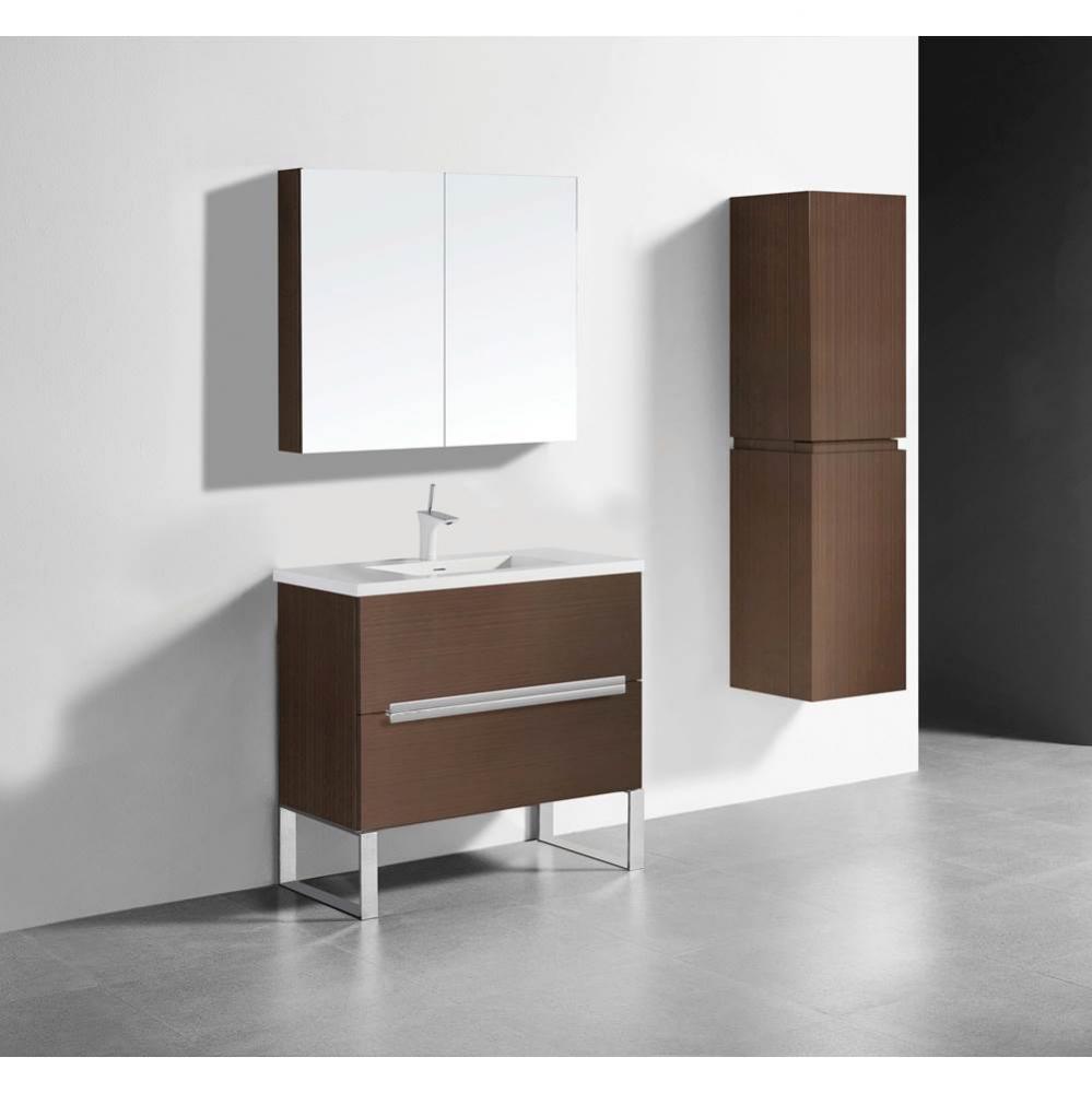 Madeli Soho 36'' Free standing Vanity Cabinet in Walnut/HW: Polished Chrome(PC)