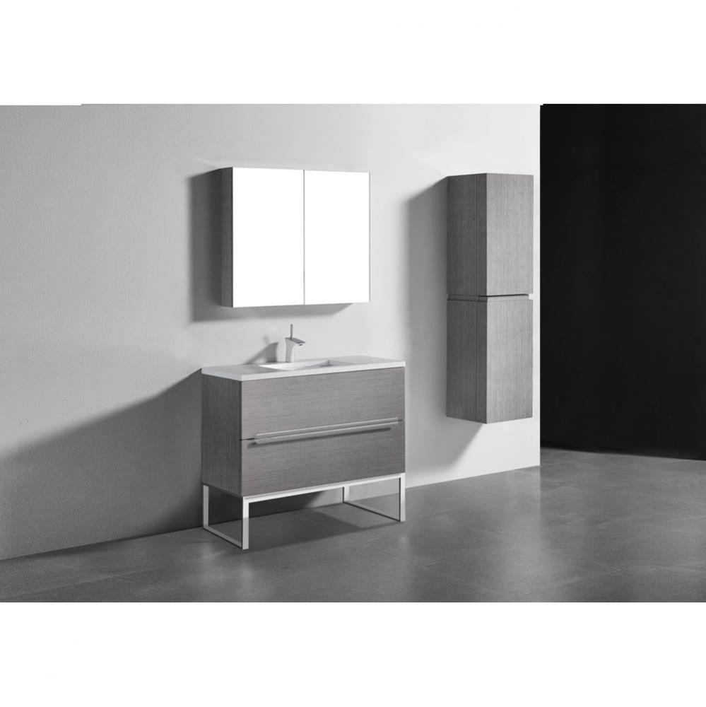 Madeli Soho 42'' Free standing Vanity Cabinet in Ash Grey/HW: Polished Chrome(PC)