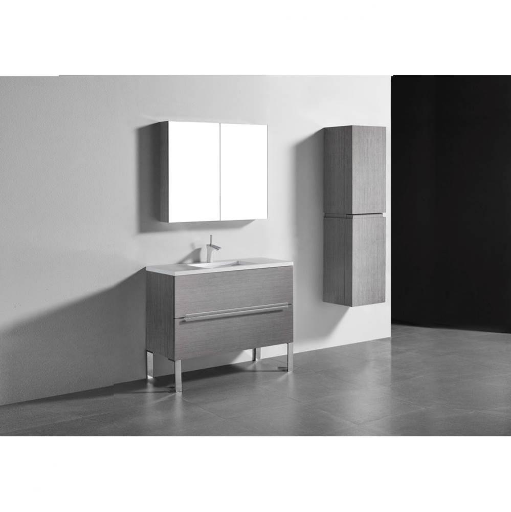 Madeli Soho 42'' Free standing Vanity Cabinet in Ash Grey/HW: Polished Chrome(PC)