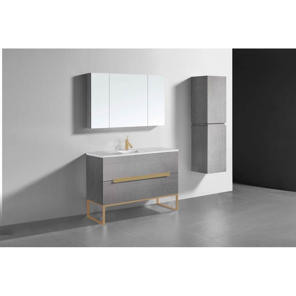 Madeli Soho 48C'' Free standing Vanity Cabinet in Ash Grey/HW: Satin Brass(SB)