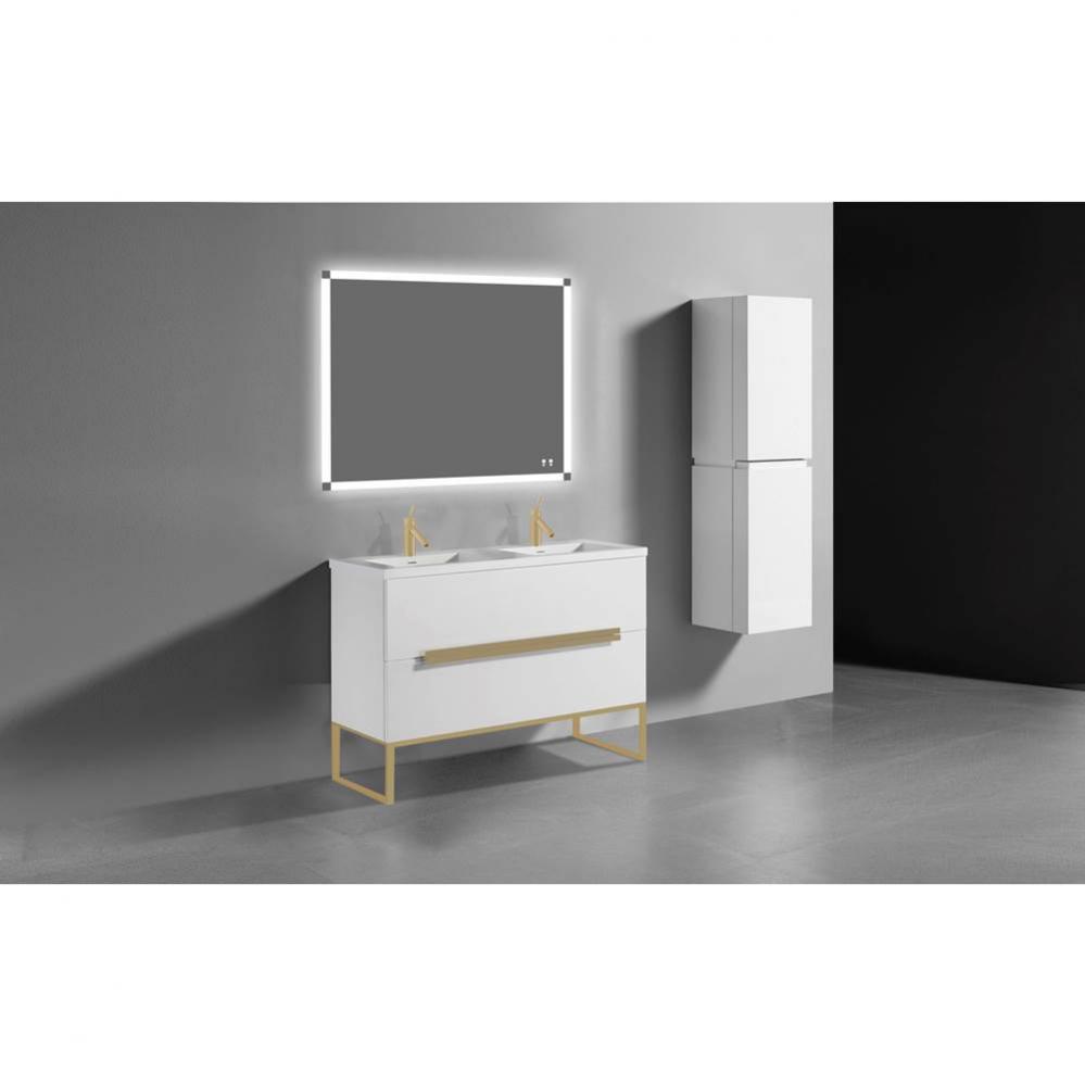 Madeli Soho 48D'' Free standing Vanity Cabinet in White/HW: Satin Brass(SB)