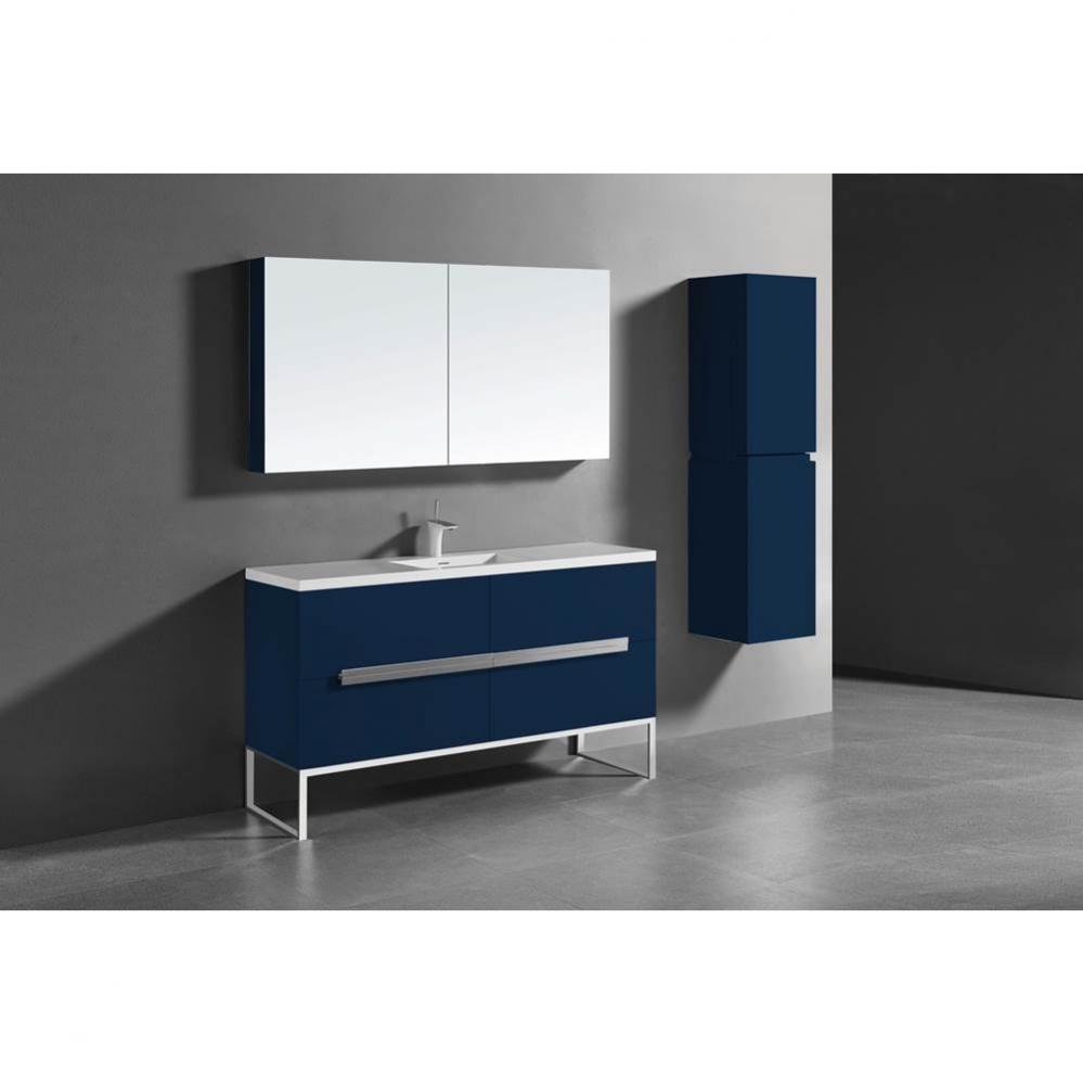 Madeli Soho 60C'' Free standing Vanity Cabinet in Sapphire/HW: Polished Chrome(PC)