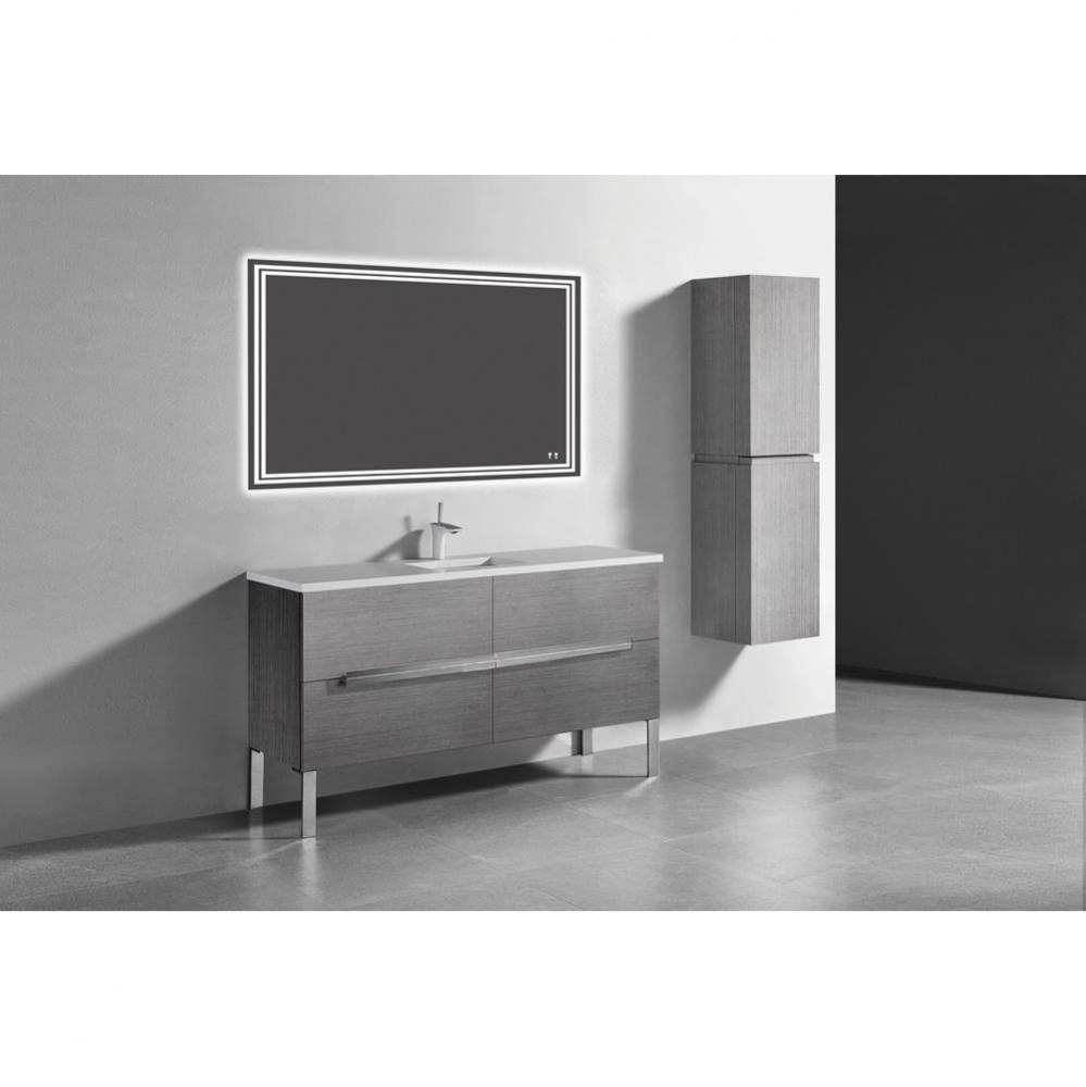 Madeli Soho 60C'' Free standing Vanity Cabinet in Ash Grey/HW: Polished Chrome(PC)