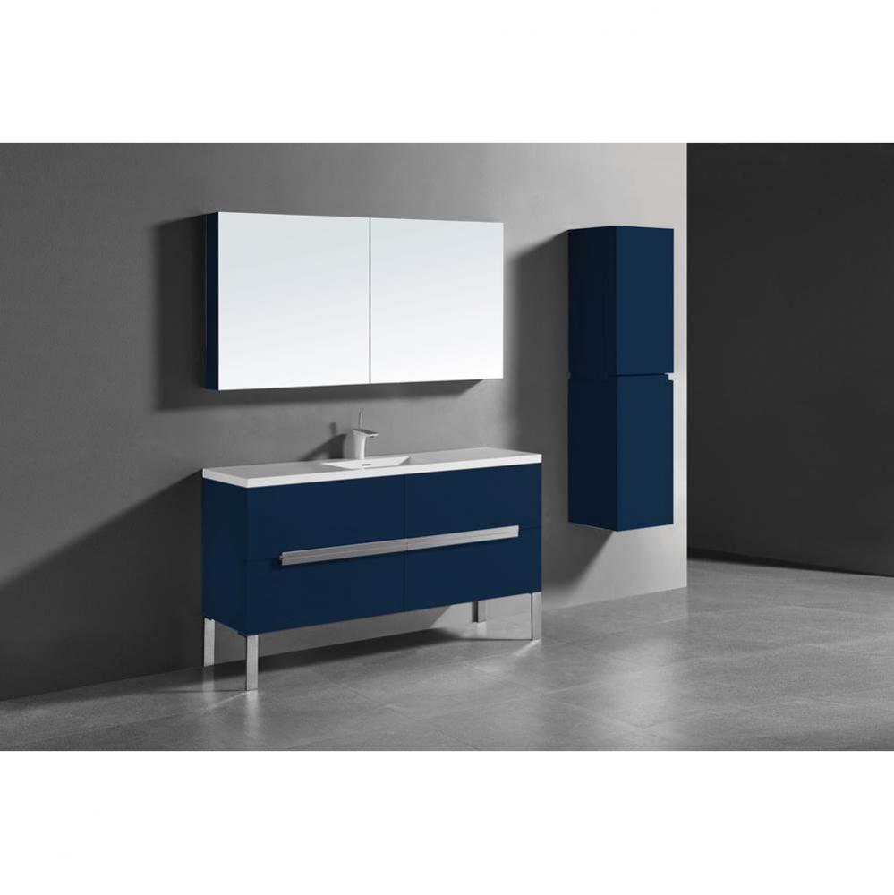 Madeli Soho 60C'' Free standing Vanity Cabinet in Sapphire/HW: Brushed Nickel(BN)
