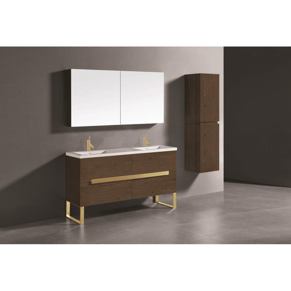 Madeli Soho 60D'' Free standing Vanity Cabinet in Brandy/HW: Polished Chrome(PC)