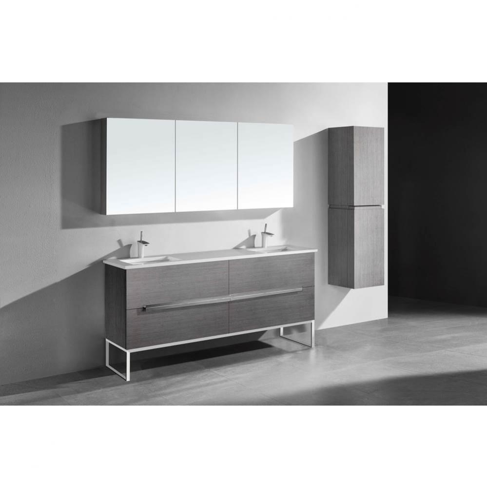 Madeli Soho 72'' Free standing Vanity Cabinet in Ash Grey/HW: Polished Chrome(PC)