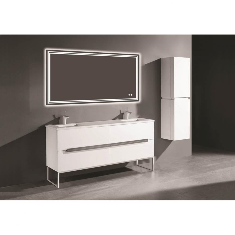 Madeli Soho 72'' Free standing Vanity Cabinet in White/HW: Polished Chrome(PC)