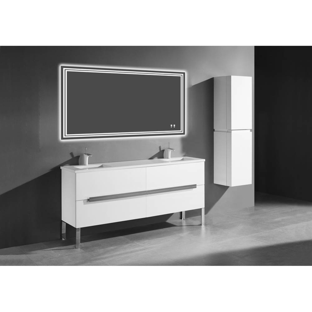 Soho 72D'' Free standing Vanity Cabinet in White/HW: Polished Chrome(PC)
