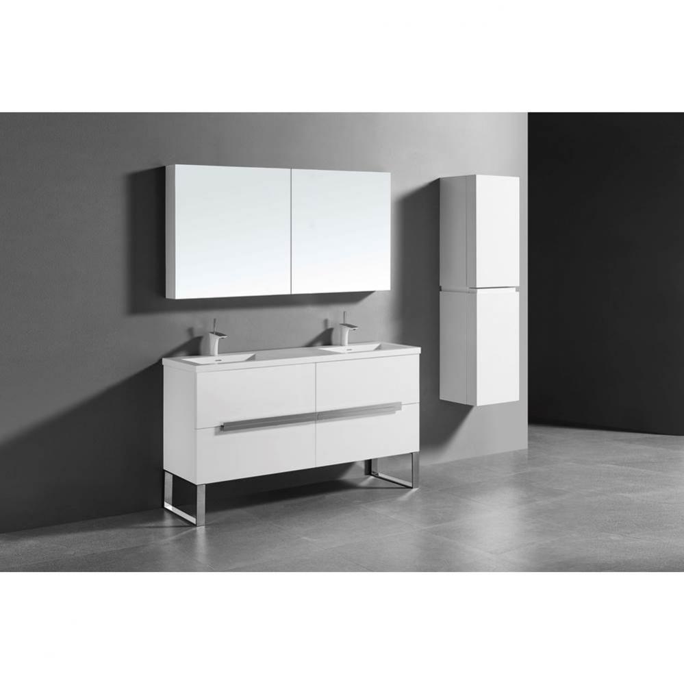 Madeli Soho 72'' Free standing Vanity Cabinet in White/HW: Polished Chrome(PC)