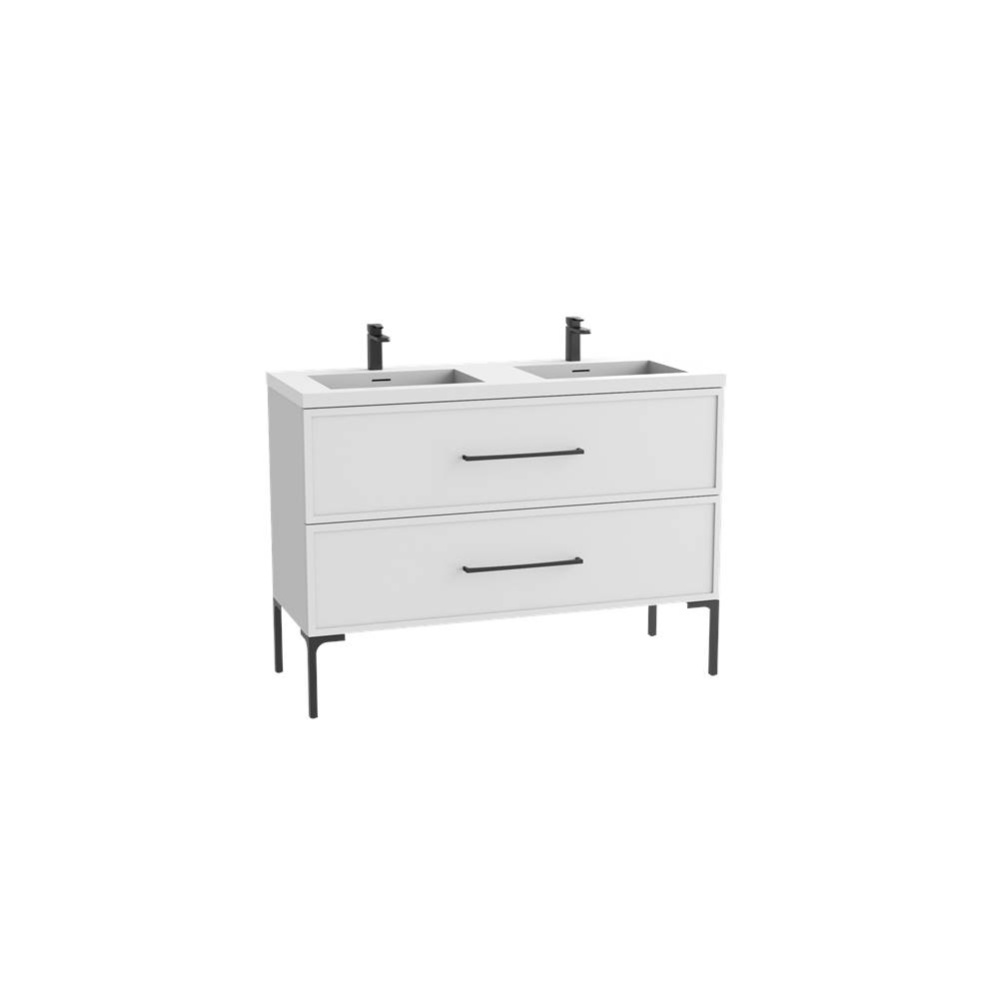 Peak 48D'' Free standing Vanity Cabinet in White/HW: Polished Chrome(PC)