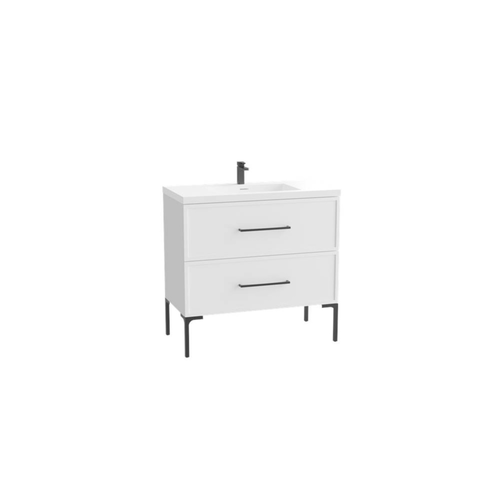 Peak 48C'' Free standing Vanity Cabinet in White/HW: Polished Chrome(PC)