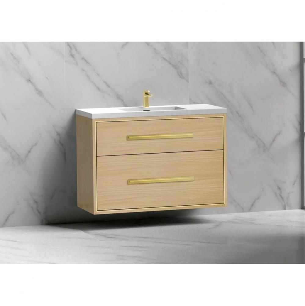 Madeli Apogee 42'' Wall hung Vanity Cabinet in Natural Oak/HW: Satin Brass(SB)