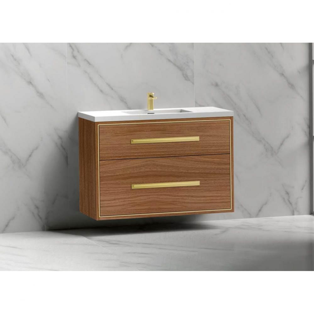 Madeli Apogee 42'' Wall hung Vanity Cabinet in Natural Walnut/HW: Polished Nickel(PN)