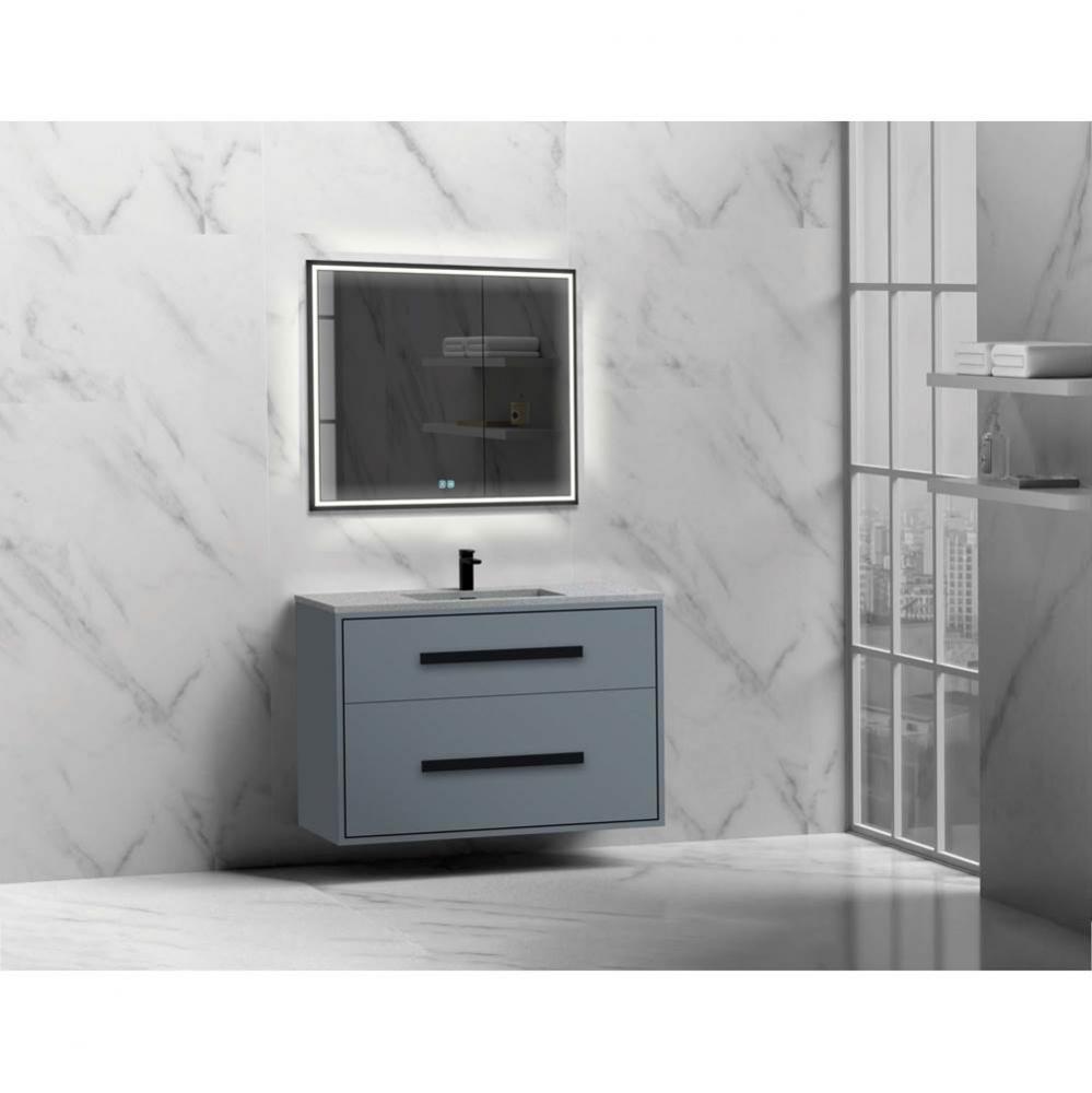 Madeli Apogee 42'' Wall hung Vanity Cabinet in Studio Grey/HW: Polished Chrome(PC)