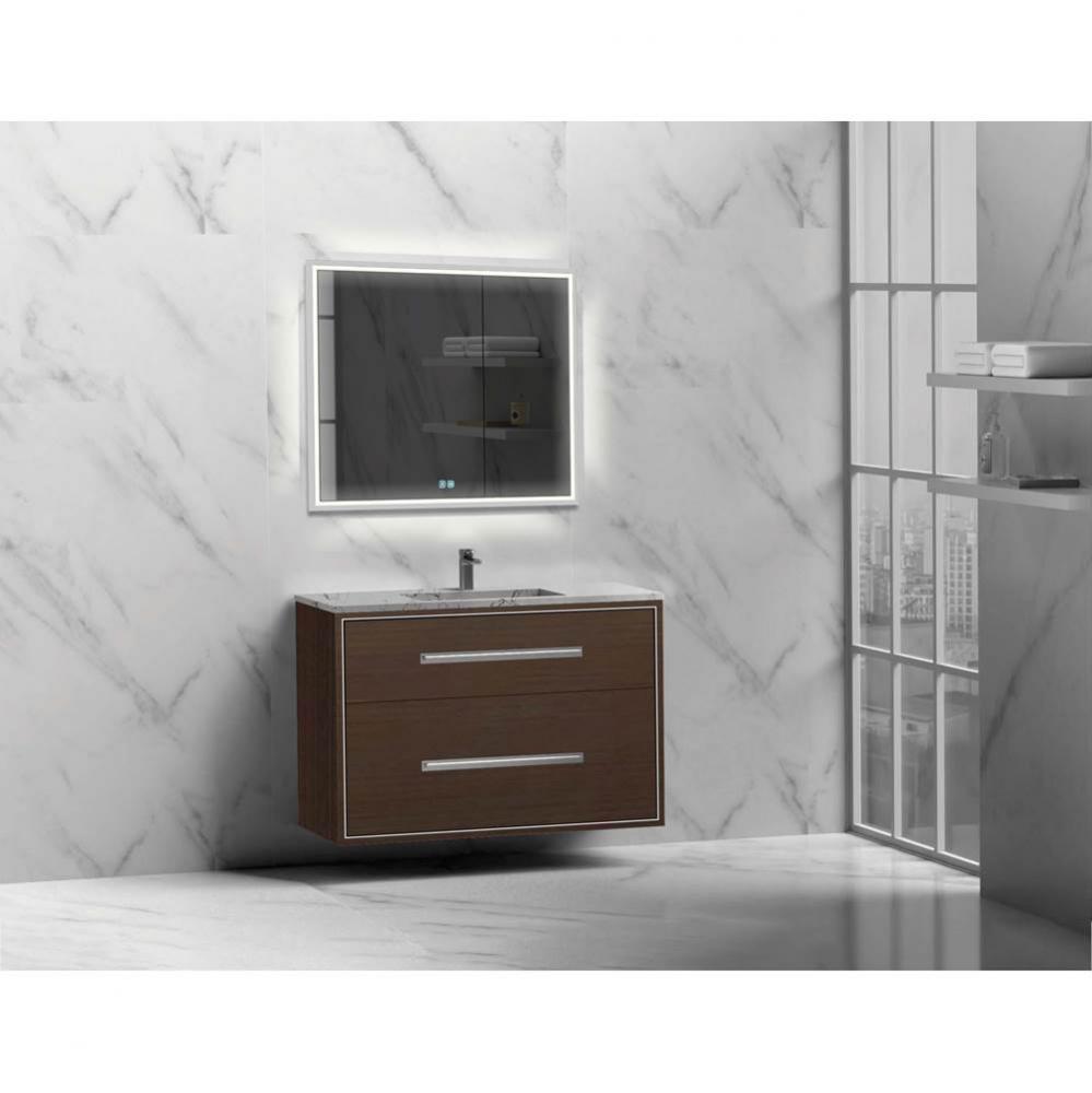 Madeli Apogee 42'' Wall hung Vanity Cabinet in Walnut/HW: Polished Chrome(PC)