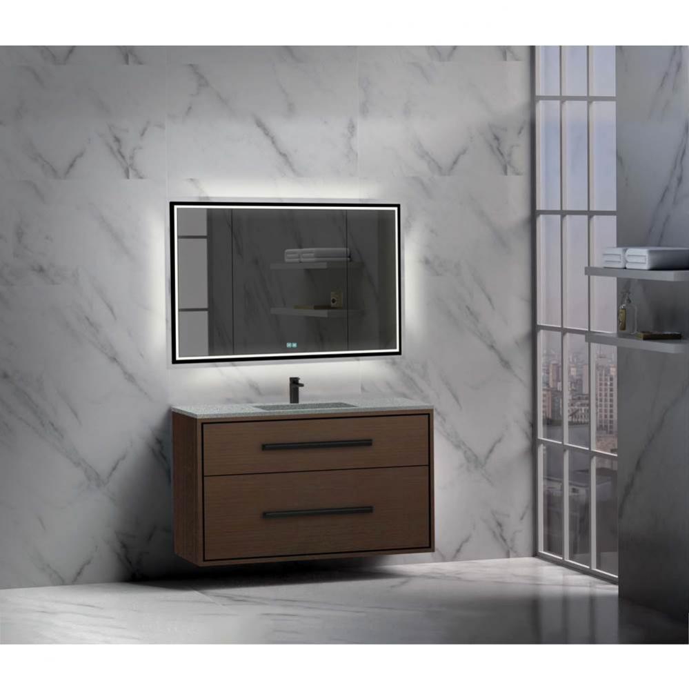 Madeli Apogee 48C'' Wall hung Vanity Cabinet in Walnut/HW: Matte Black(MB)