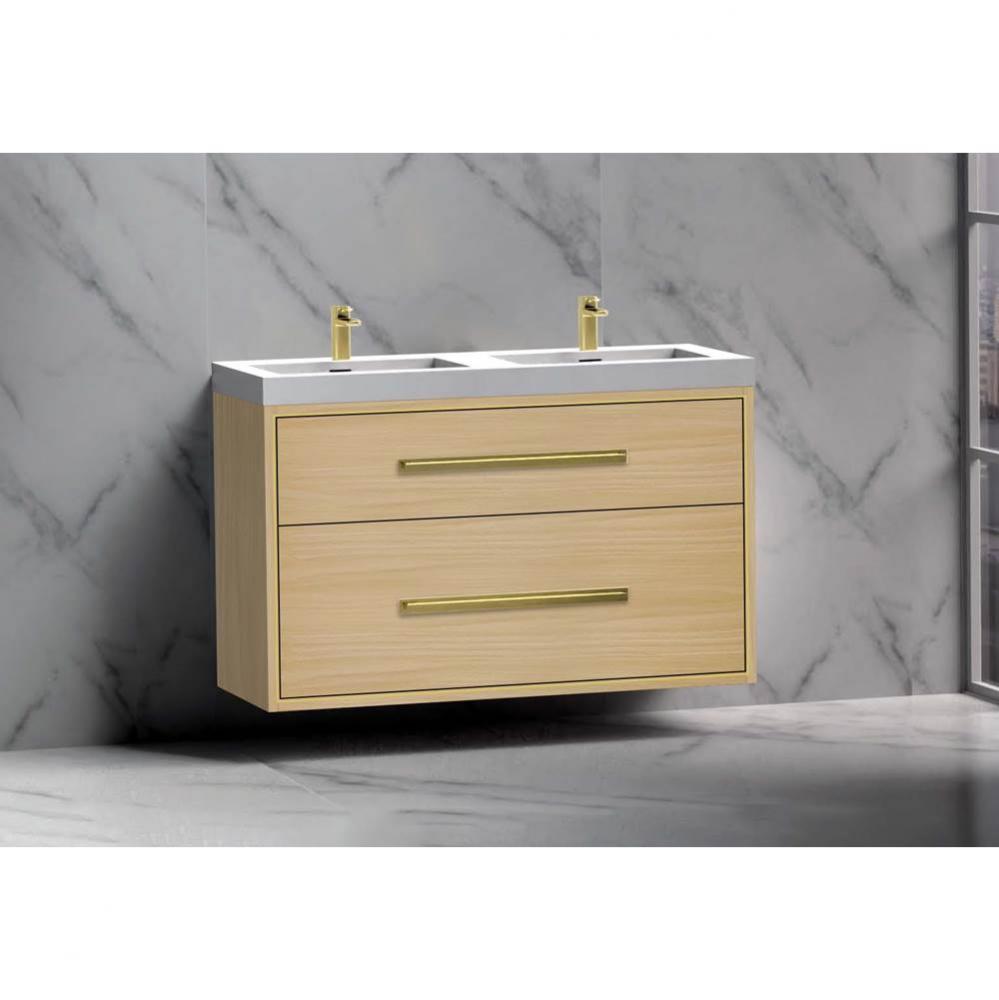 Madeli Apogee 48D'' Wall hung Vanity Cabinet in Natural Oak/HW: Polished Nickel(PN)