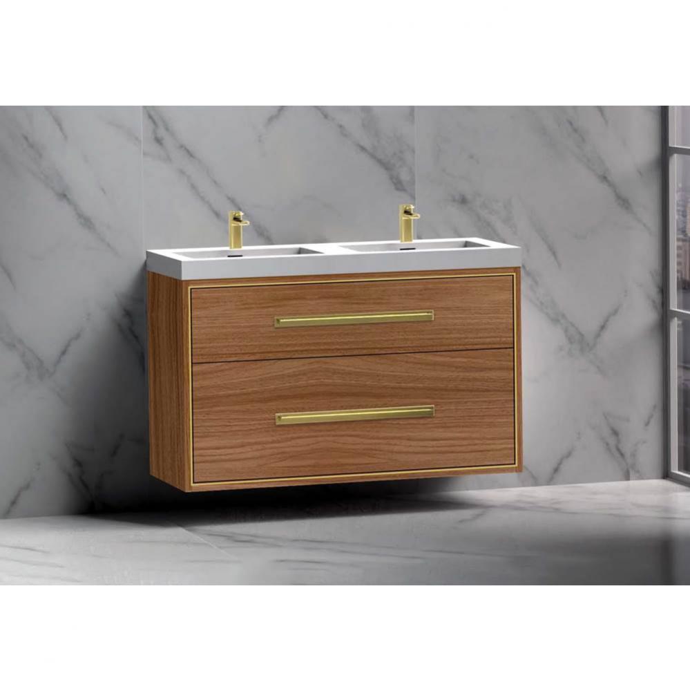 Madeli Apogee 48D'' Wall hung Vanity Cabinet in Natural Walnut/HW: Brushed Nickel(BN)