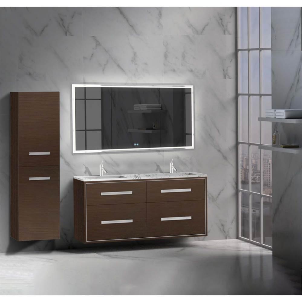 Madeli Apogee 60D'' Wall hung Vanity Cabinet in Walnut/HW: Polished Chrome(PC)