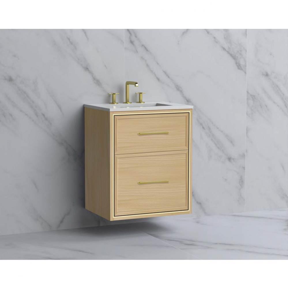 Madeli Edge 24'' Wall hung Vanity Cabinet in Natural Oak/HW: Handles Polished Chrome(PC)