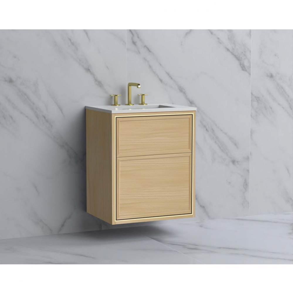 Madeli Edge 24'' Wall hung Vanity Cabinet in Natural Oak/HW: No Handles - Inlay Polished