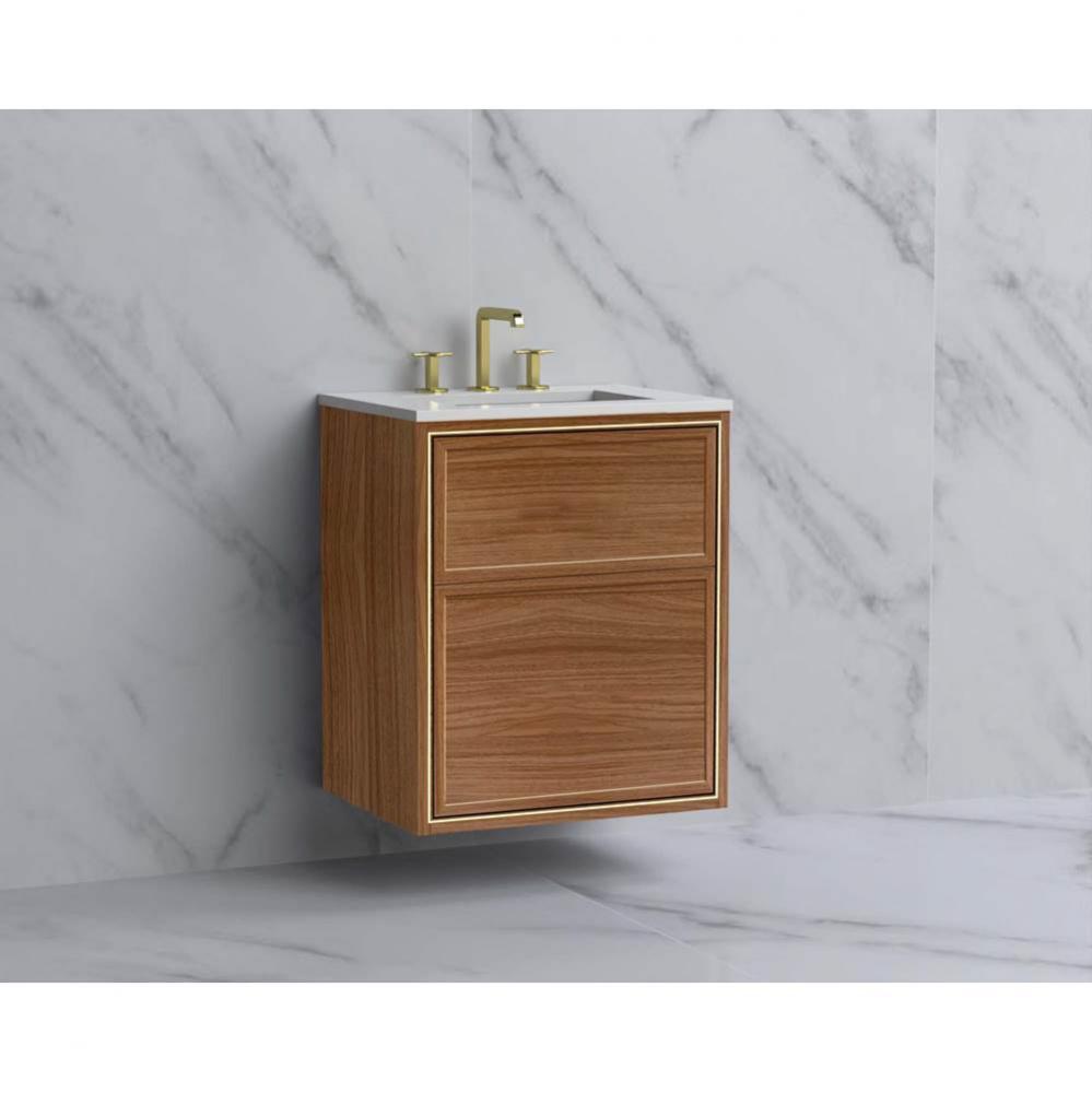 Madeli Edge 24'' Wall hung  Vanity Cabinet in Natural Walnut/HW: No Handles - Inlay Poli