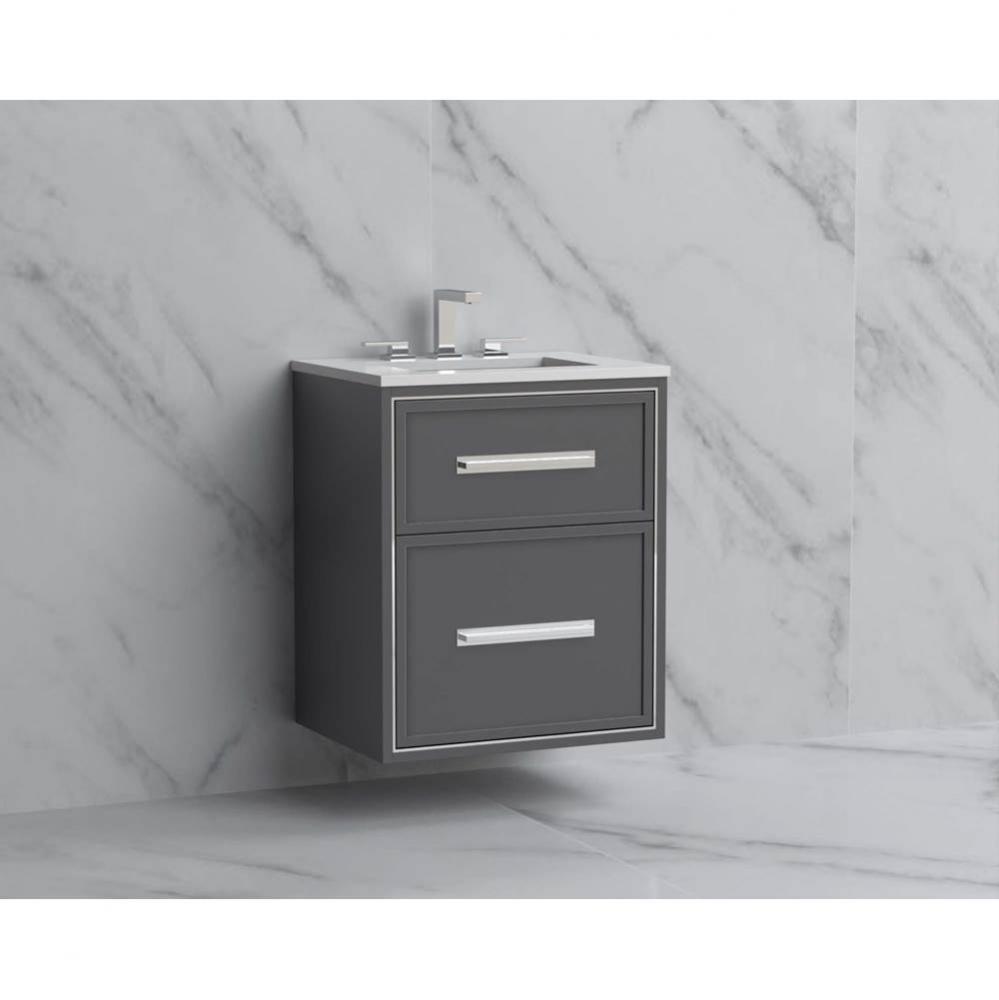 Madeli Edge 24'' Wall hung Vanity Cabinet in Studio Grey/HW: Handles Polished Chrome(PC)